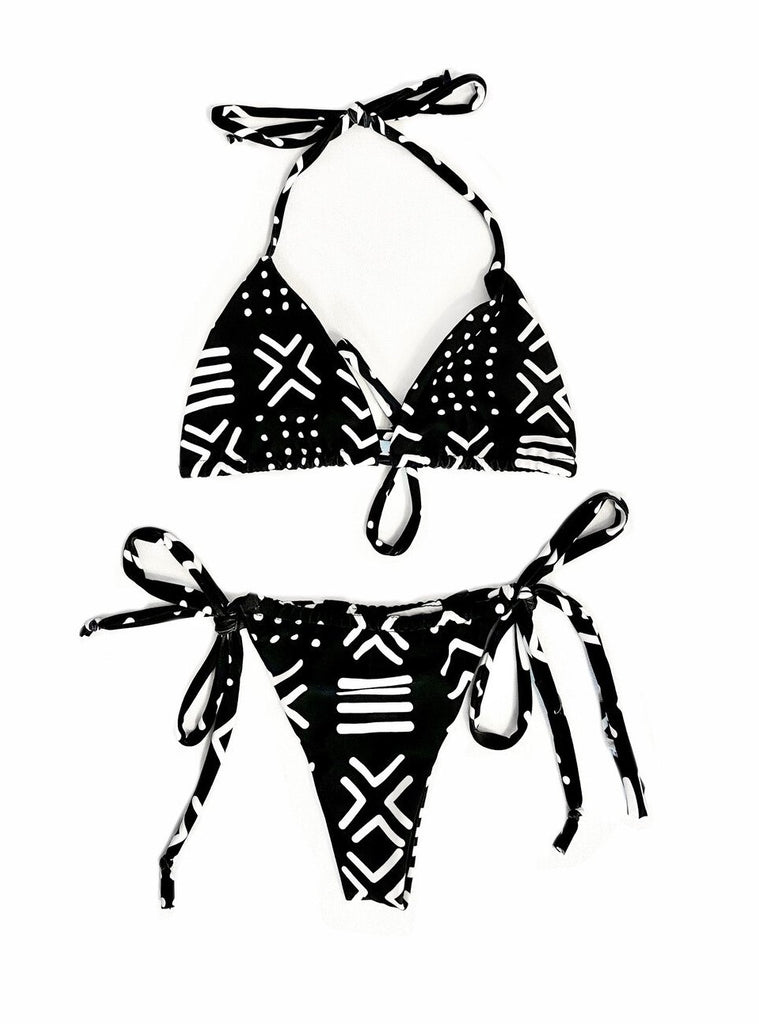 bikini swimwear swimsuit brazilian tanga ankara african inspired minikini red blue pattern mudcloth