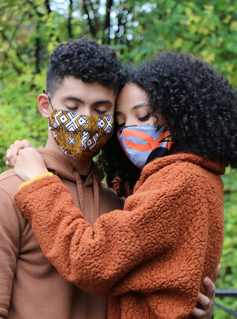 facemask mascarilla african inspired diaspora new york made in nyc tribal pink petals sky blue flower afromask afro buy black black owned covid mascarillas mascara loops adjustable nose bridge 