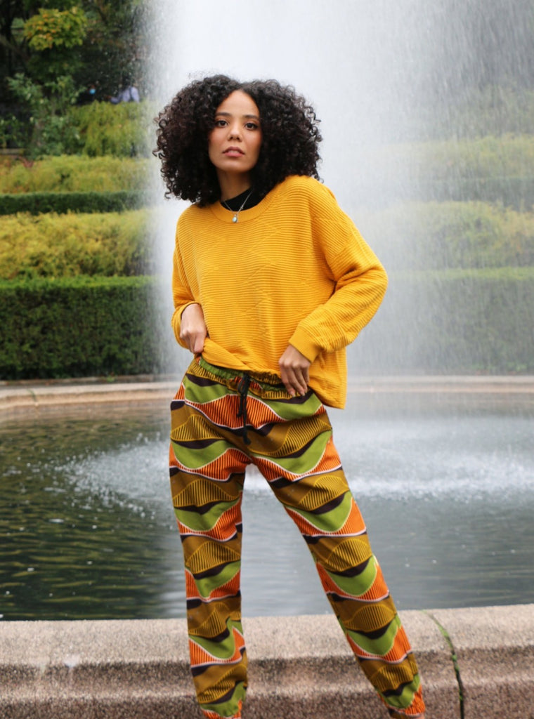 african inspired diaspora new york central park garden conservatory autumn wave pants curly girl fall style