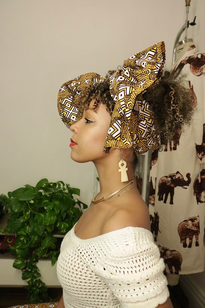 African Headwrap Tribal Pattern Afro Head Wrap Bonnet Accessories