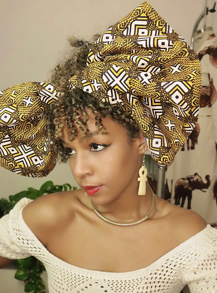 African Headwrap tribal pattern Afro Head Wrap Bonnet Accessories